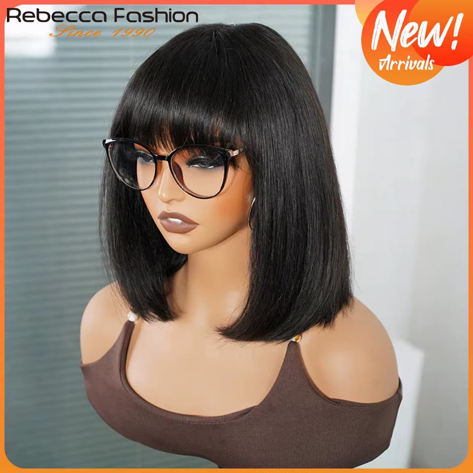 Rebecca droite Bob dentelle perruques sans colle
