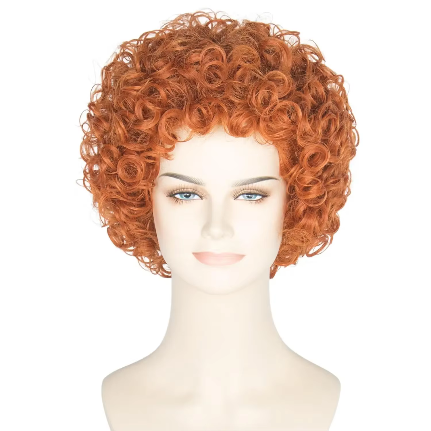 Perruque Courte Bouclée Rouge et Brune pour Femme