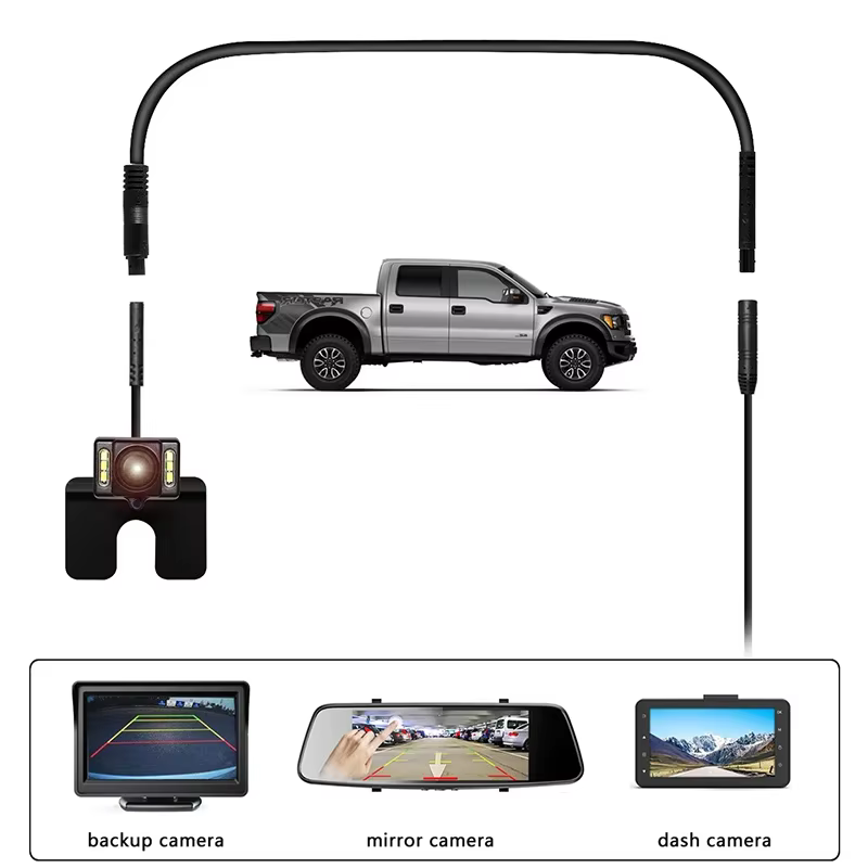 Câble d'extension de caméra arrière HD, 4 broches, 5 broches, 6 broches, 8 broches, tachygraphe, DVR de voiture, enregistreur de conduite, connecteur étendu