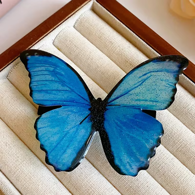 Pinces à cheveux papillon bleu Vintage pour femmes et filles