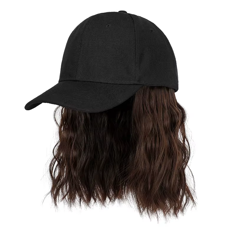 Nouvelle mode chapeau Extensions de cheveux moyen Long dames bouclés perruques chapeaux connecté couvre-tête synthétique casquette à visière perruque pour les femmes