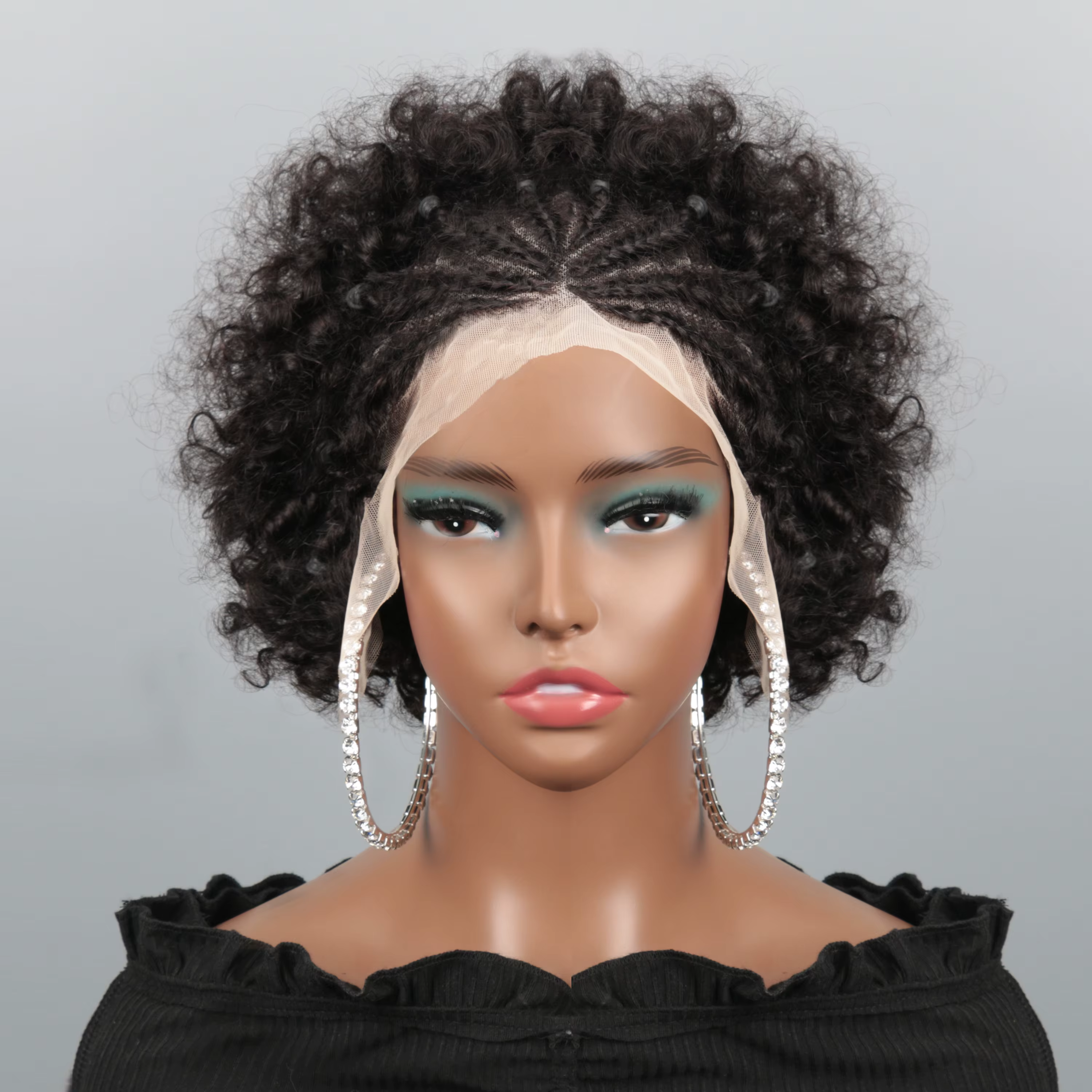 Perruques tressées bouclées afro kinky en cheveux humains
