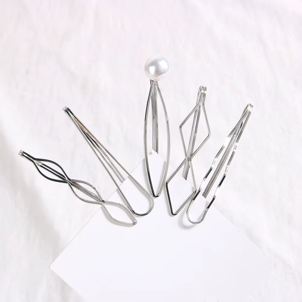 Lot de 5 pinces à cheveux dorées