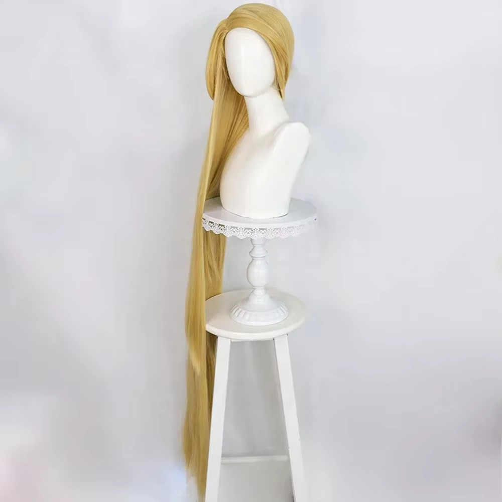 Raiponce Cosplay perruque film emmêlé princesse longue Blonde droite résistant à la chaleur cheveux Halloween Costume jeu de rôle perruques