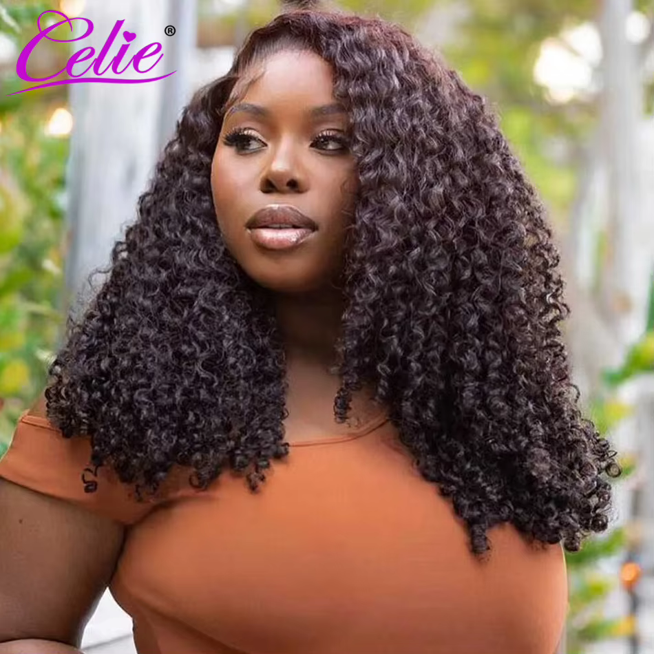 Celie pleine et volumineuse Popping perruque bouclée Pull & Go sans colle 6 × 5 HD dentelle fermeture perruque Super Double dessiné perruque de cheveux humains 250%