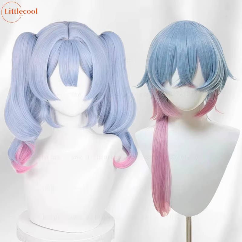 Miku lapin trou Cosplay perruque 45 cm de Long couleur mixte queues de cheval résistant à la chaleur cheveux