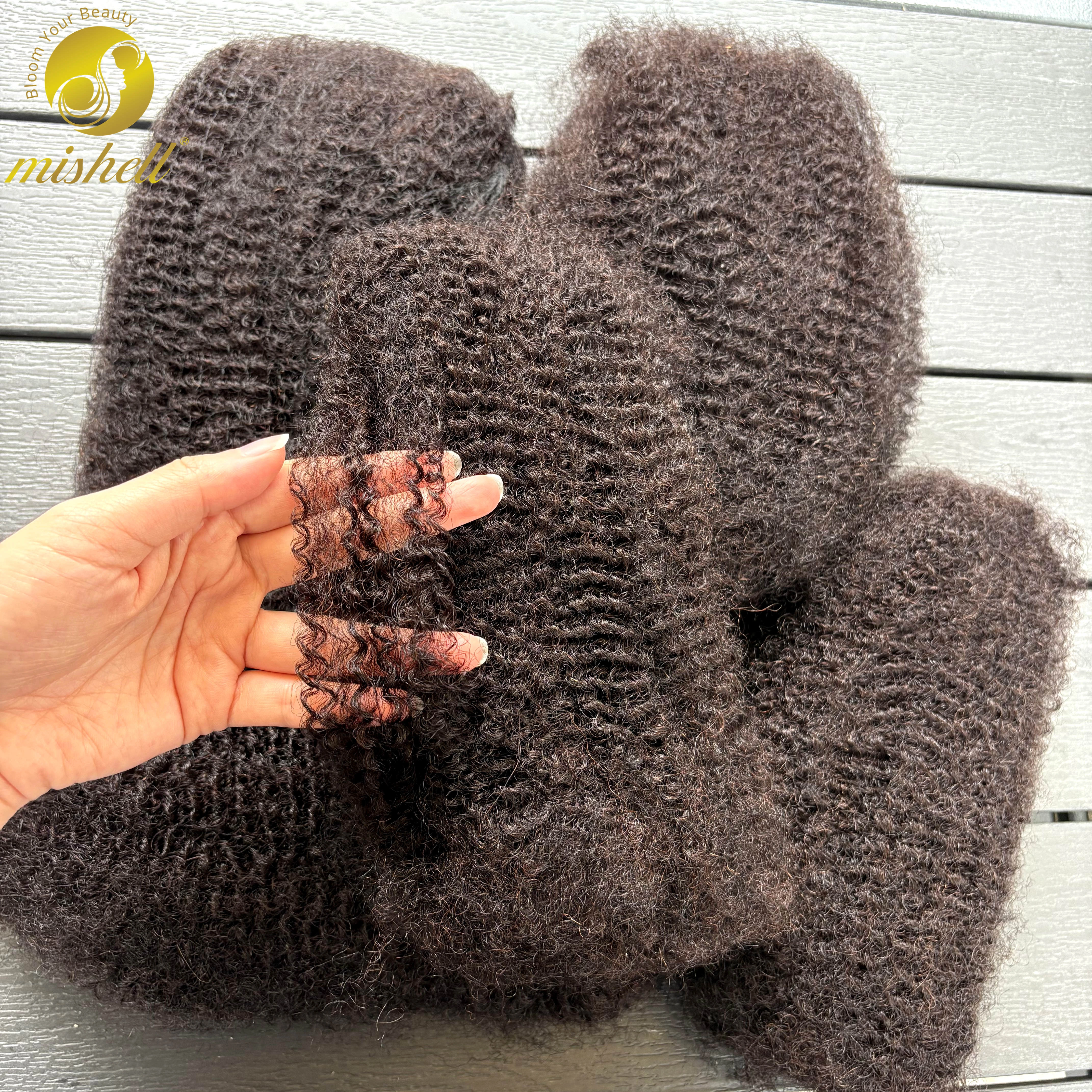 Extensions de cheveux humains naturels 4C Afro Kinky Curly en vrac