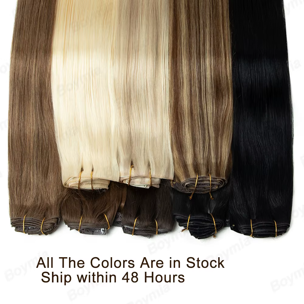 CLIP PU INVISIBLE de cheveux humains dans des EXTENSIONS de bande PU injecté trame 7PCS/SET 12-24INCH 100G 120G