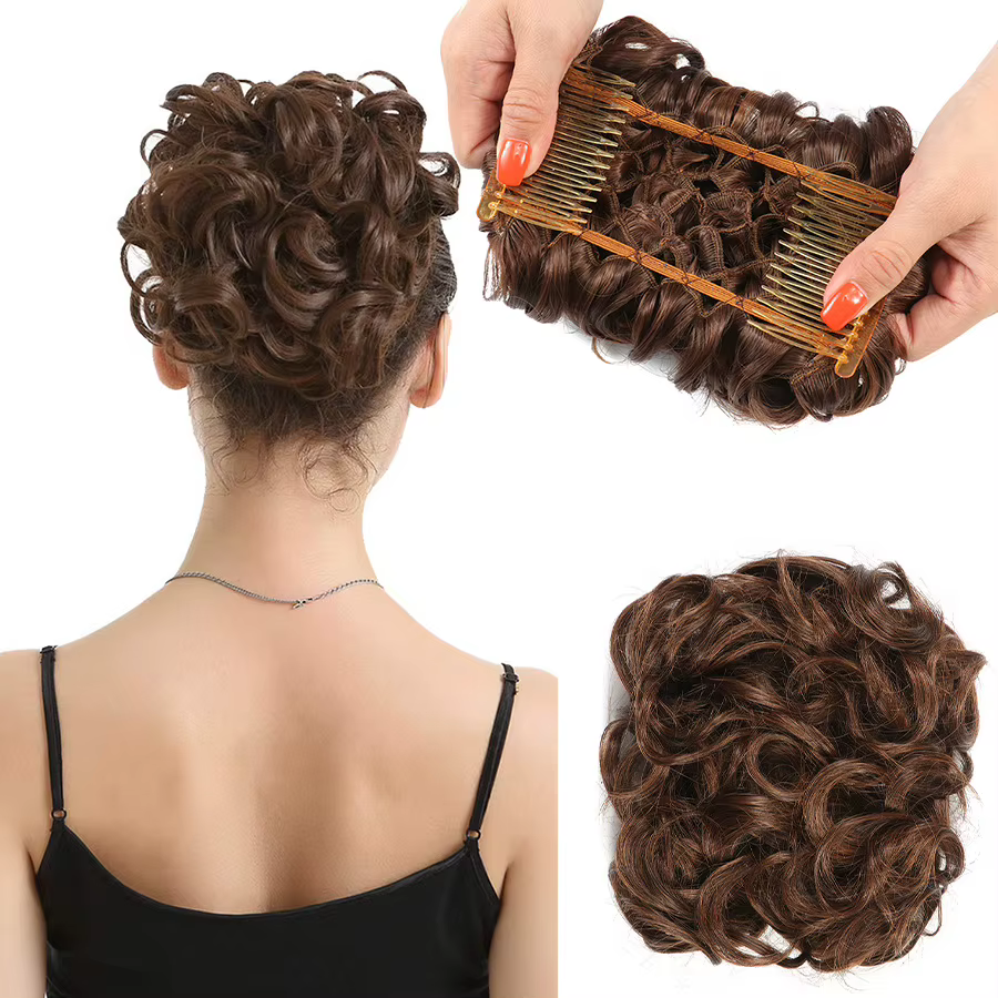 Chignon synthétique court bouclé désordonné