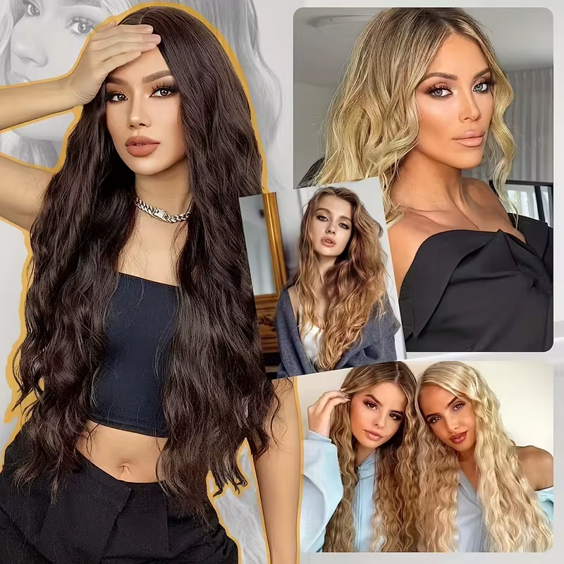 Extension capillaire synthétique bouclée et crépue de 22 pouces, postiche ample et ondulée à clipser pour femmes, 6 pièces/ensemble, pour le quotidien