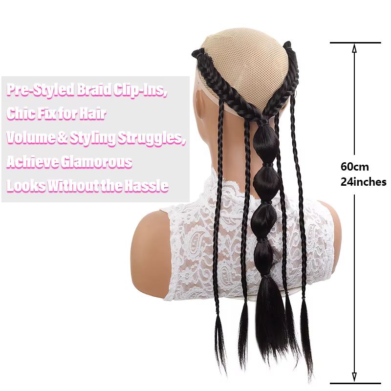 Extensions de cheveux tressés style elfe à demi-tête avec pinces BB