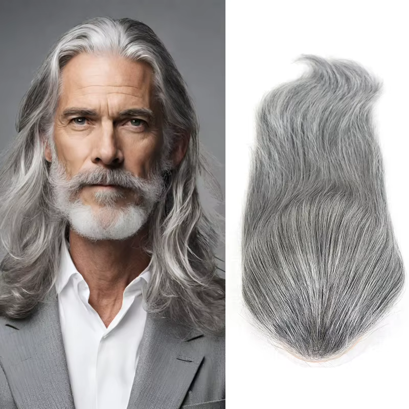 Toupet gris de 12 pouces pour hommes