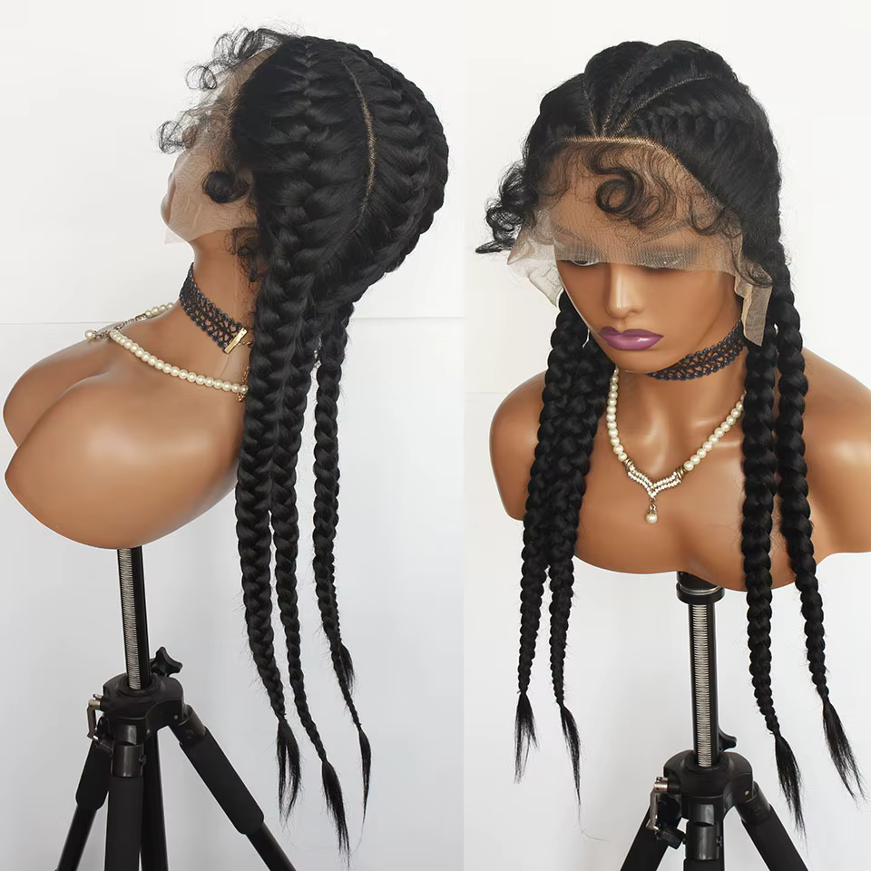 Perruque Lace Front Synthétique Tressée avec Baby Hair