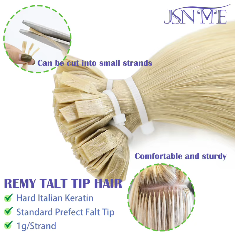 Extensions de cheveux vierges à pointe plate pour femmes