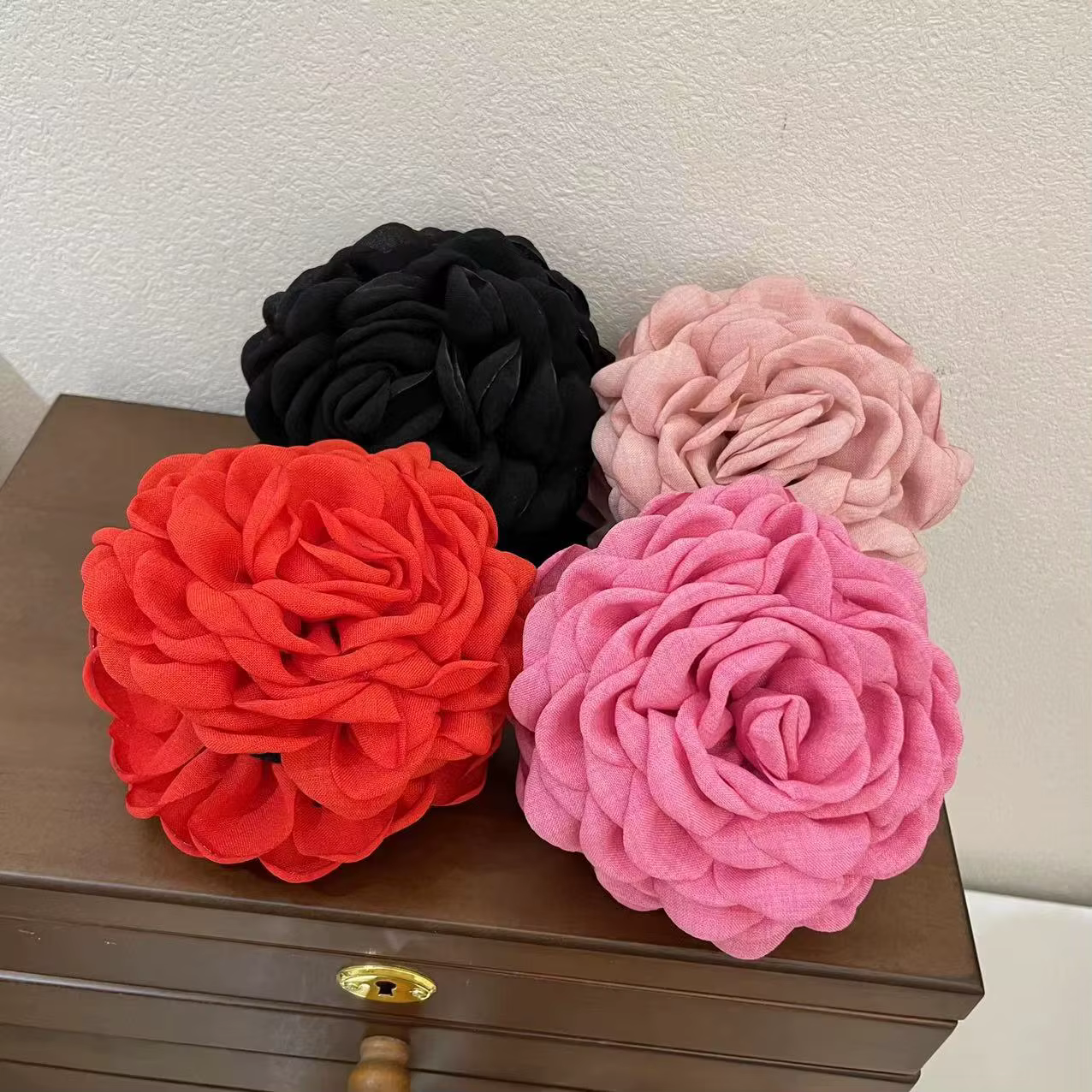 Pince à cheveux fleur angirose en tissu pour femmes et filles