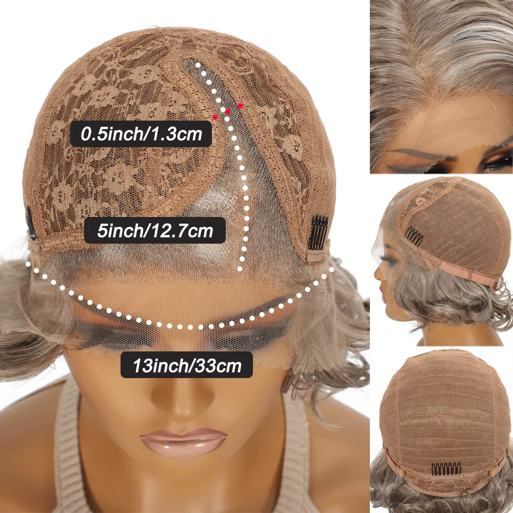 Perruque synthétique courte bouclée ondulée Blonde noire grise de 10 pouces pour femmes
