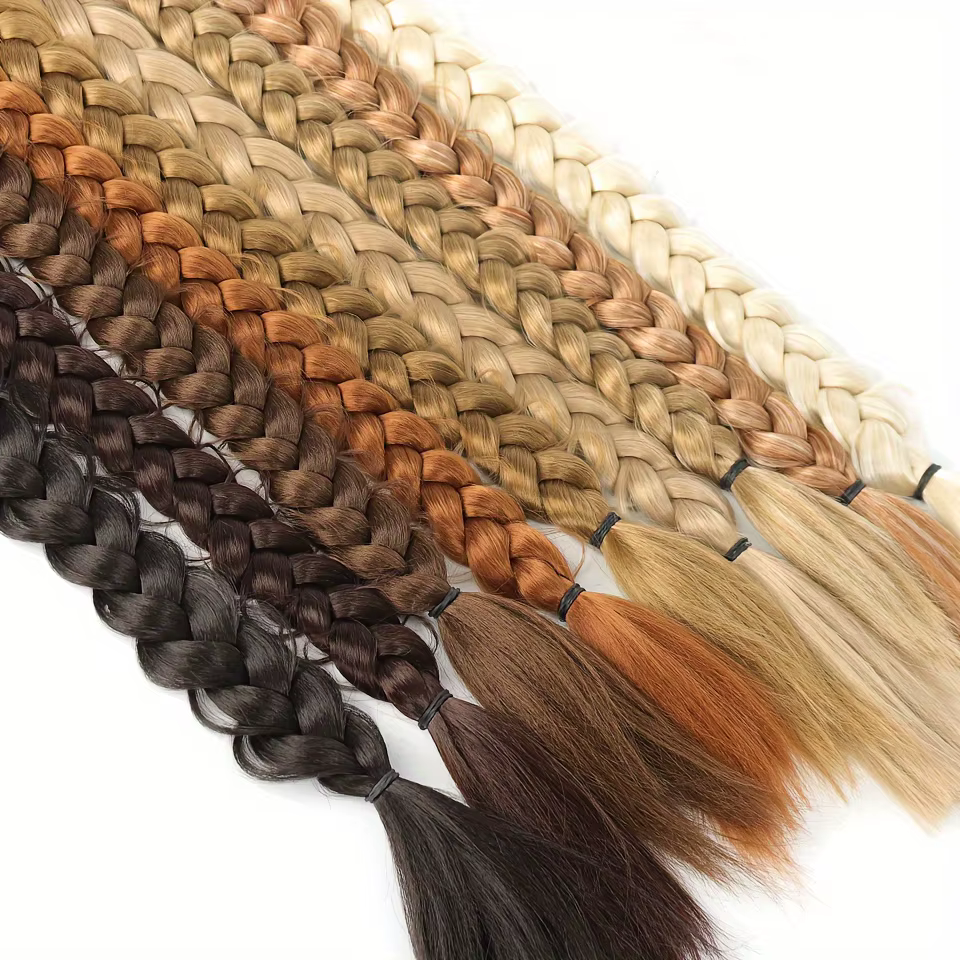 Extension de queue de cheval tressée blonde synthétique longue avec élastique