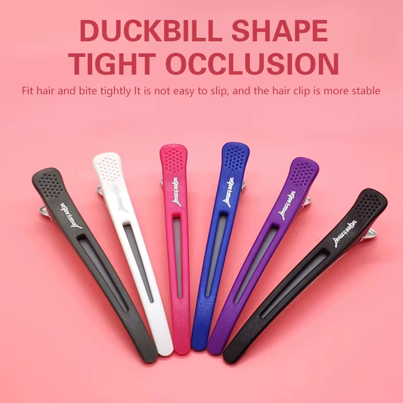 Lot de 6 pinces à cheveux en plastique en forme de bec de canard pour la séparation des mèches