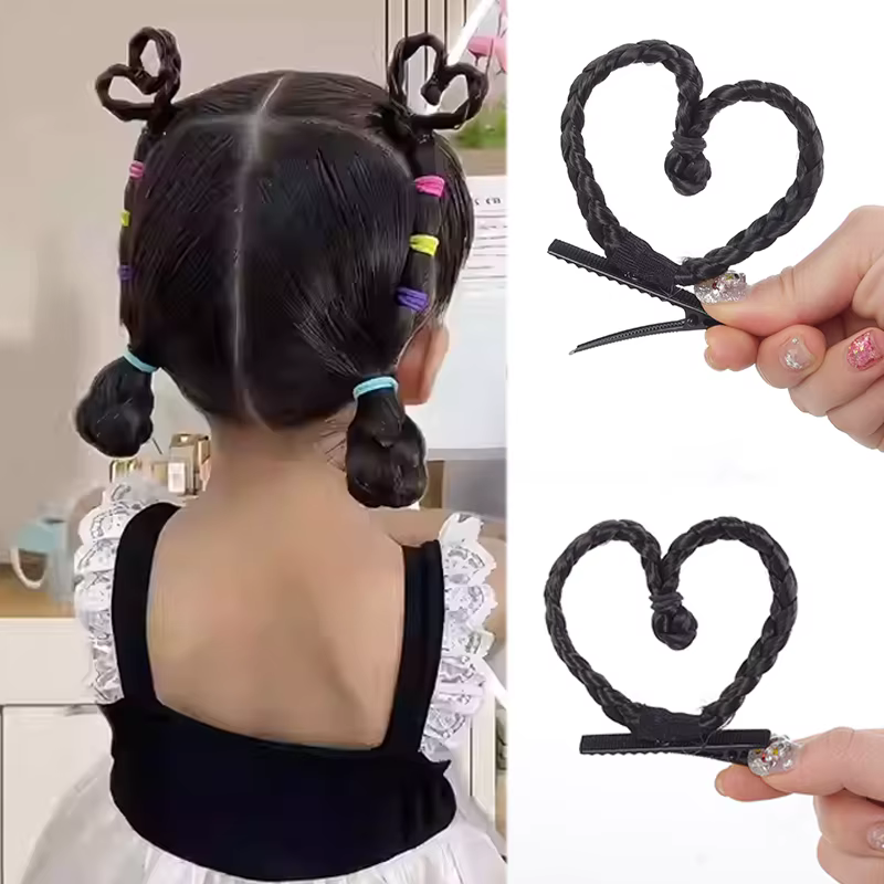 Barrette à cheveux en forme de cœur tressée