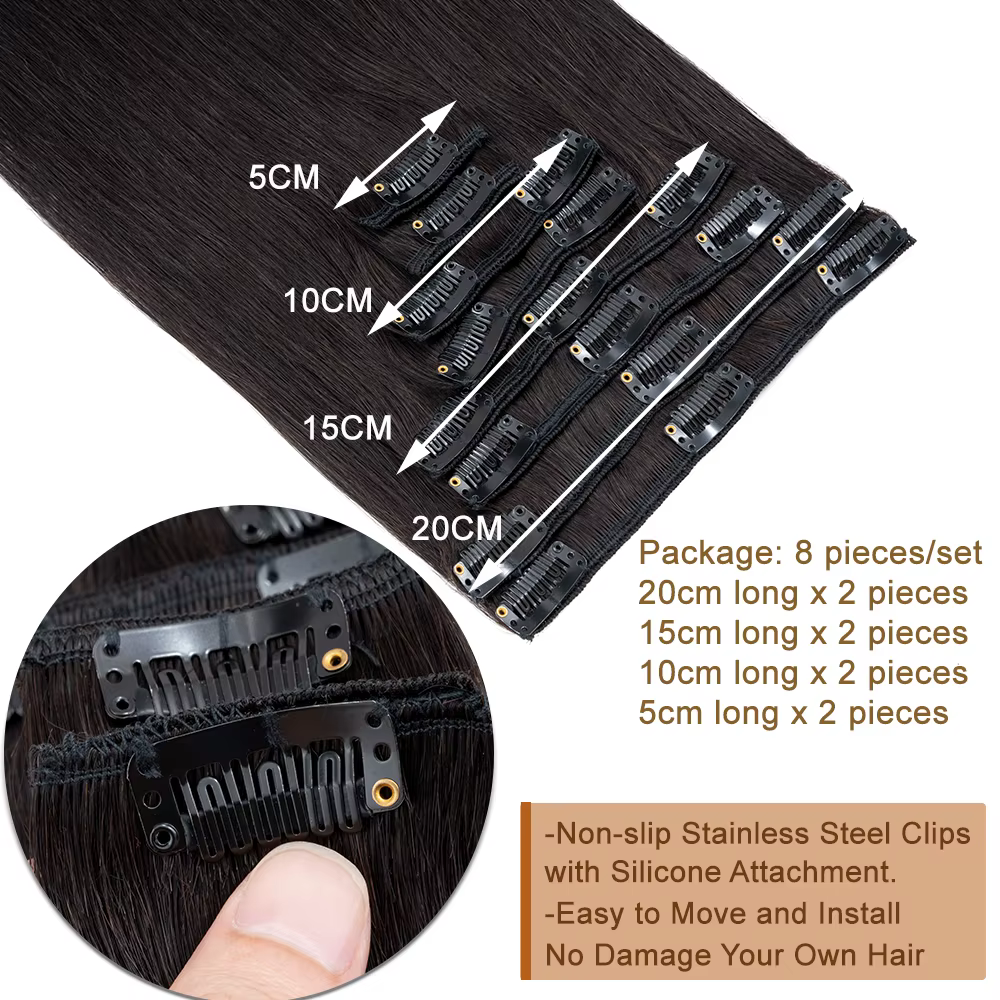 Extensions de Cheveux Naturels Lisses à réinitialisation pour Femme