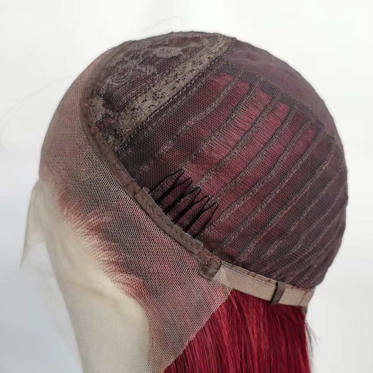 Perruque Lace Front Rouge Vin Pré-Pluckée