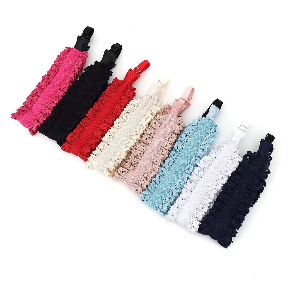 Bandeau plissé en dentelle avec nœud papillon