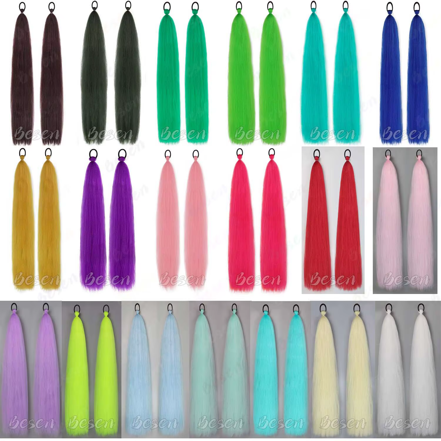 Extensions de cheveux synthétiques violettes, cheveux de tressage colorés, longue queue de cheval tressée droite, postiche pour femmes, accessoires pour cheveux