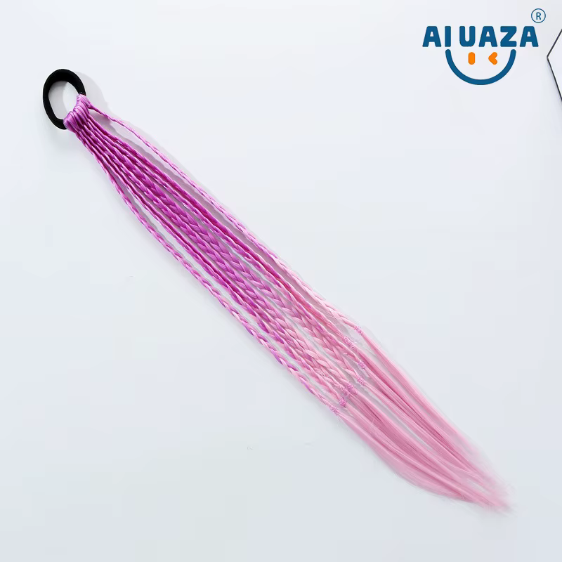 AIUAZA Extensions de cheveux tressés colorés pour enfants perruque colorée pour filles queue de cheval accessoires
