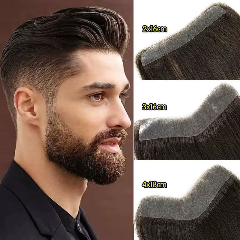 15cm 100% cheveux humains toupet droit Style V ligne