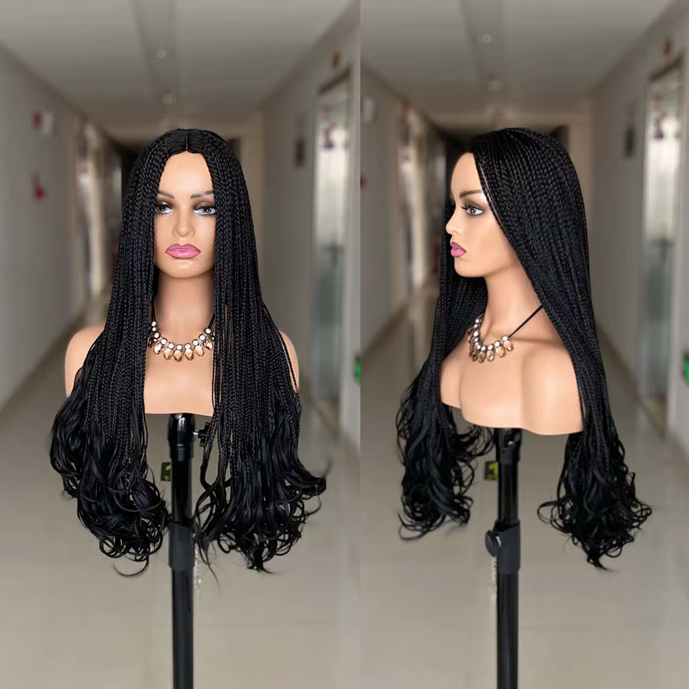 Nouvelle mode longue tressée perruques synthétique boîte tresse perruque pour les femmes noires ondulé armure Ombre