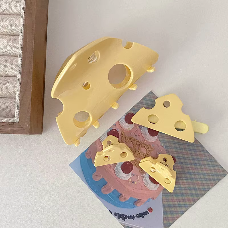 Pinces à cheveux en forme de fromage en acrylique