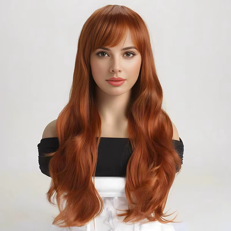 Perruque synthétique violette de 26 pouces avec grandes vagues pour cosplay d'Halloween