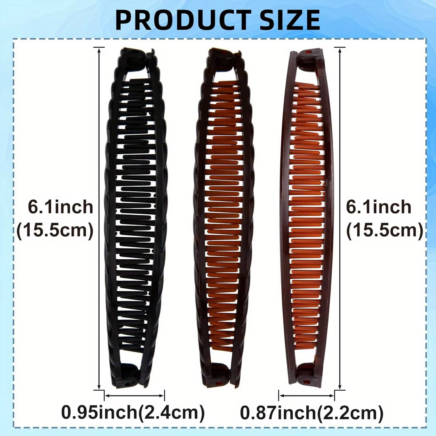 Lot de 6 grandes pinces à cheveux banane pour femme en couleurs aléatoires
