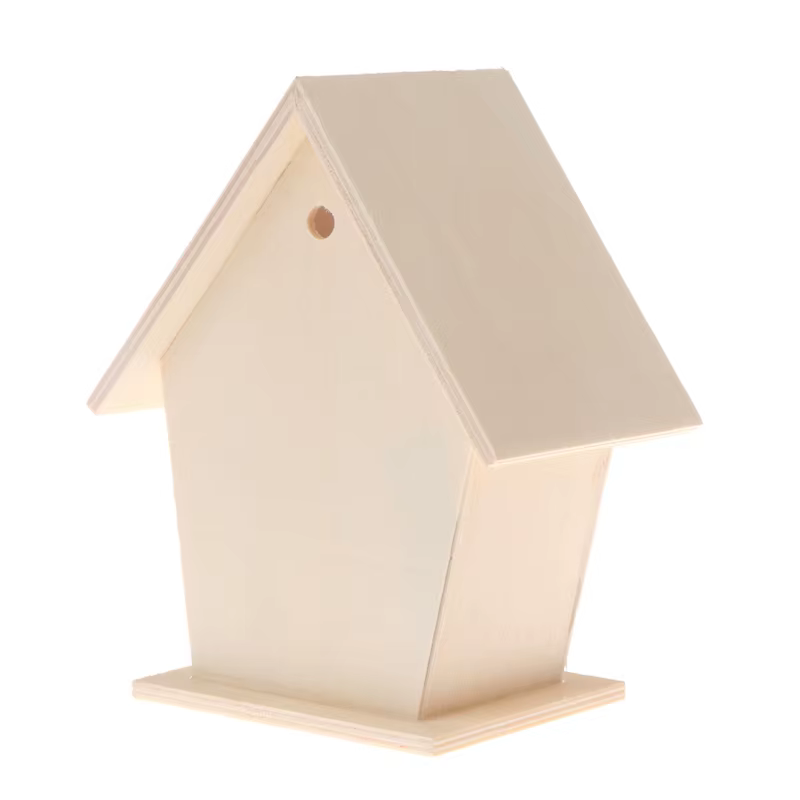 Nichoir à oiseaux en bois pour l'extérieur, à peindre, nid fait à main avec perchoir