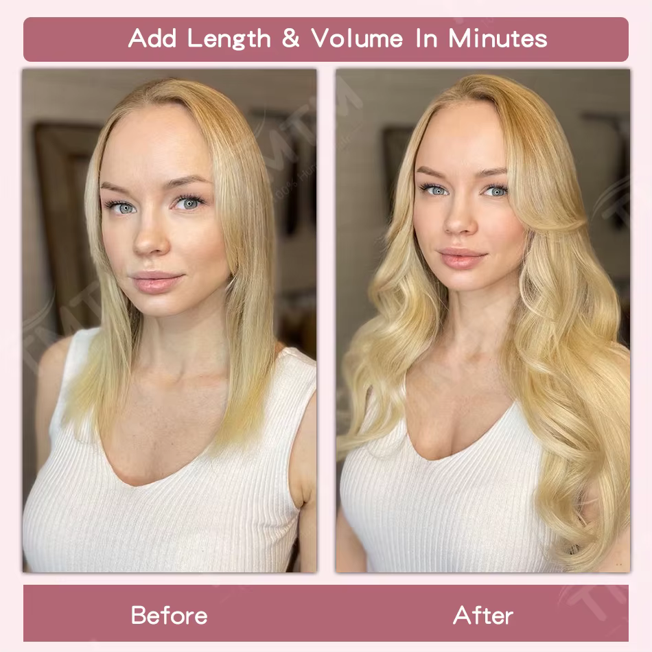 Extensions de cheveux humains vierges à trame plate à coudre