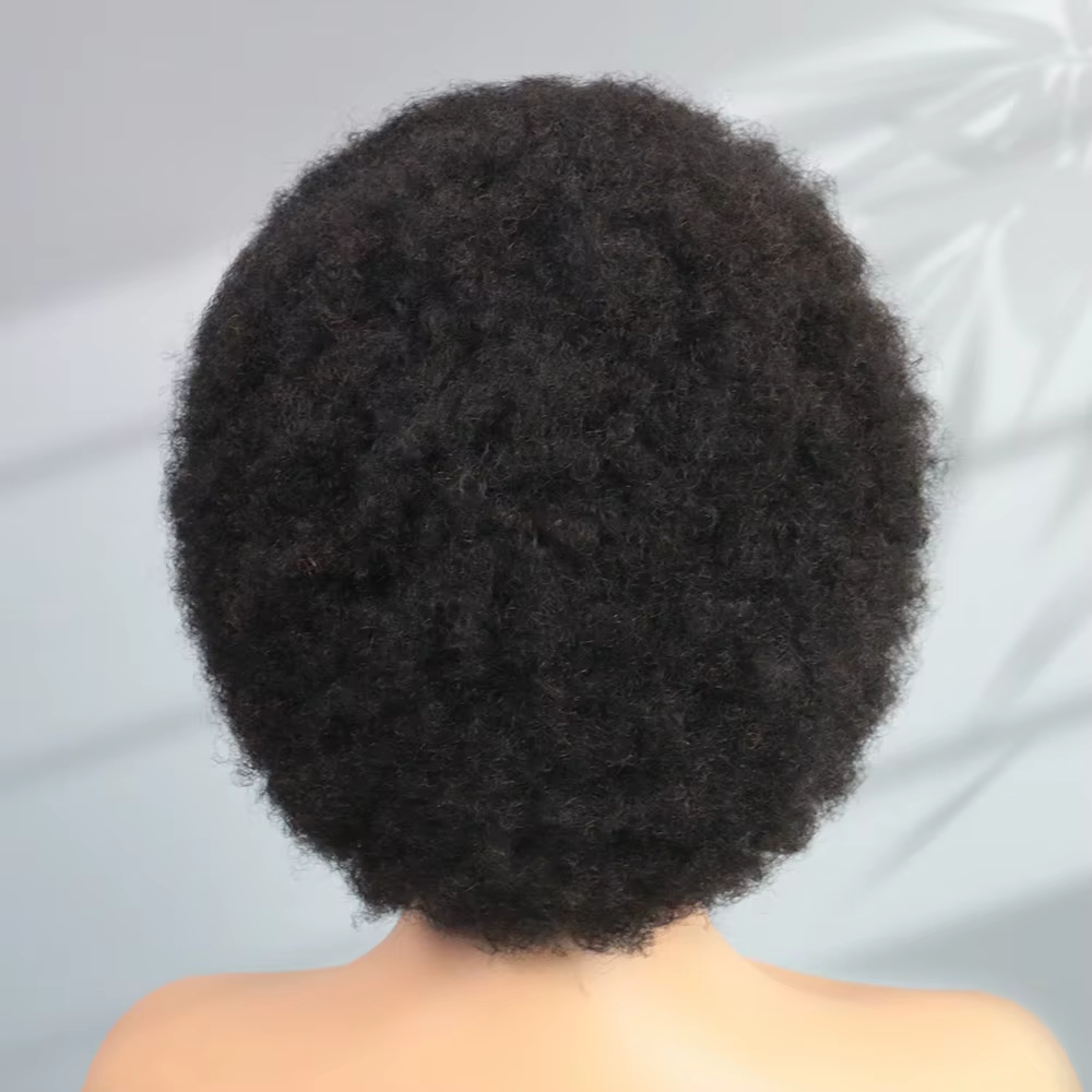 Perruques courtes bouclées afro kinky en cheveux humains avec dentelle frontale 13x4 pour femmes