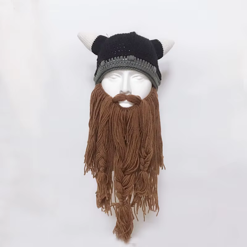 Chapeau de perruque viking à longue barbe