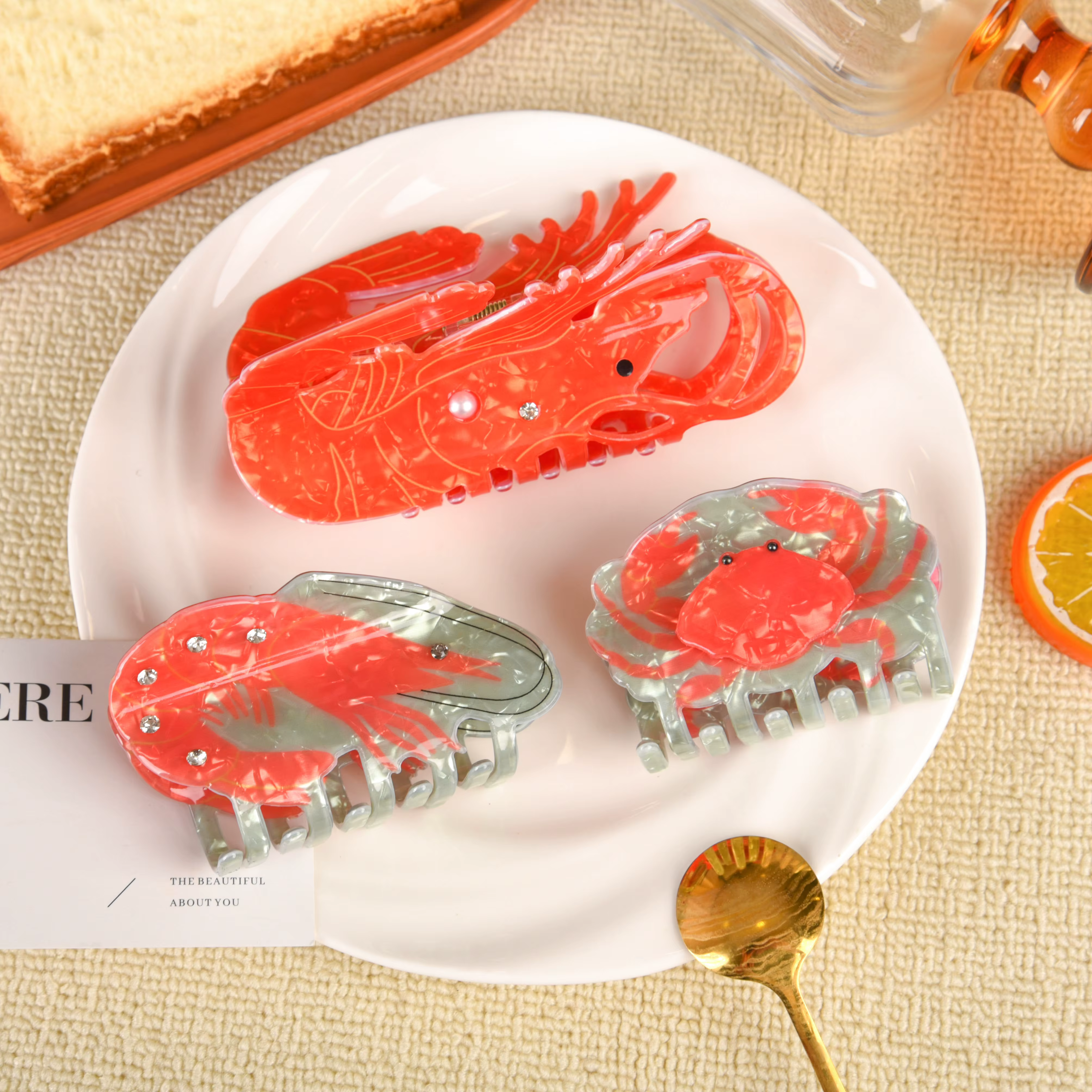2025 fruits de mer déjeuner griffe de cheveux délicieux homard et crabe personnalité conception pinces