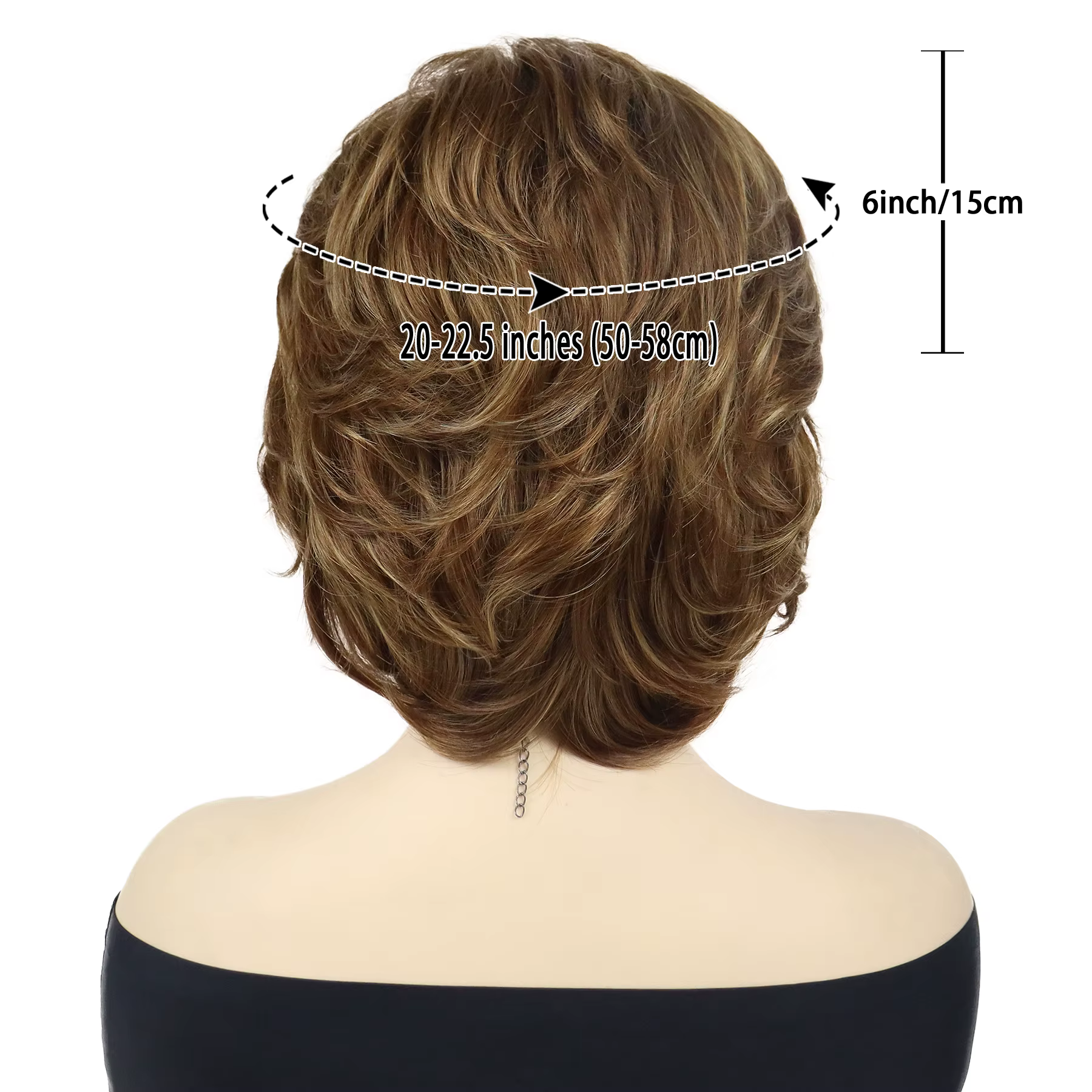 GNIMEGIL perruques synthétiques pour femmes perruque courte bouclée naturelle avec frange brun mélange