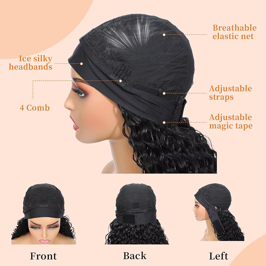 Perruque à bandeau longue de 24 pouces, bouclée et profonde, noire, synthétique, résistante à la chaleur, pour femmes, usage quotidien