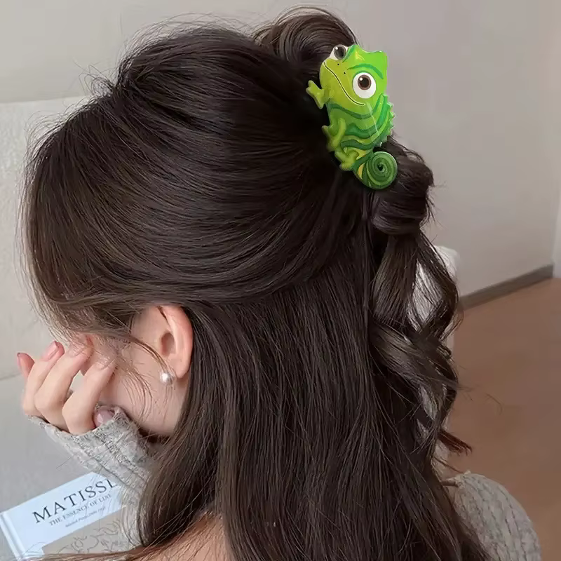 Pince à cheveux mignonne en forme de lézard vert