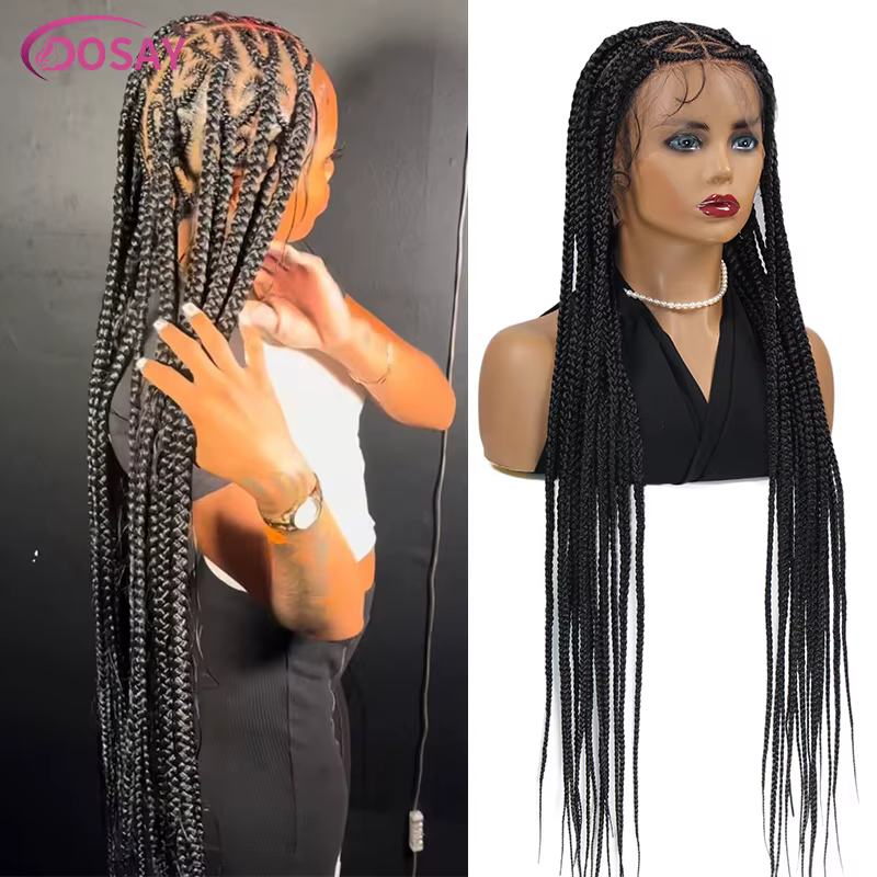 Perruque synthétique tressée en forme de cœur pour femmes noires