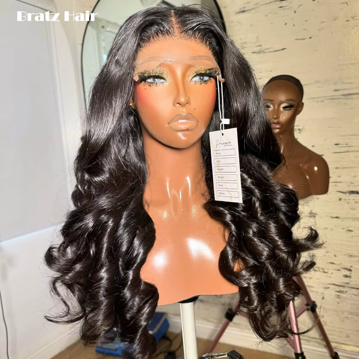 Perruque bouclée naturelle noire 5x5 en cheveux humains