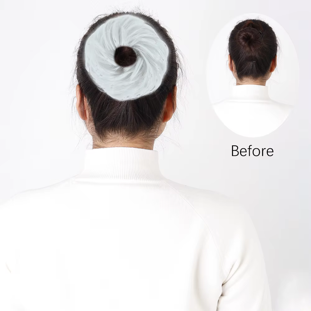 AZQUEEN Chignon en désordre Extension de cheveux bande élastique synthétique vague bouclée