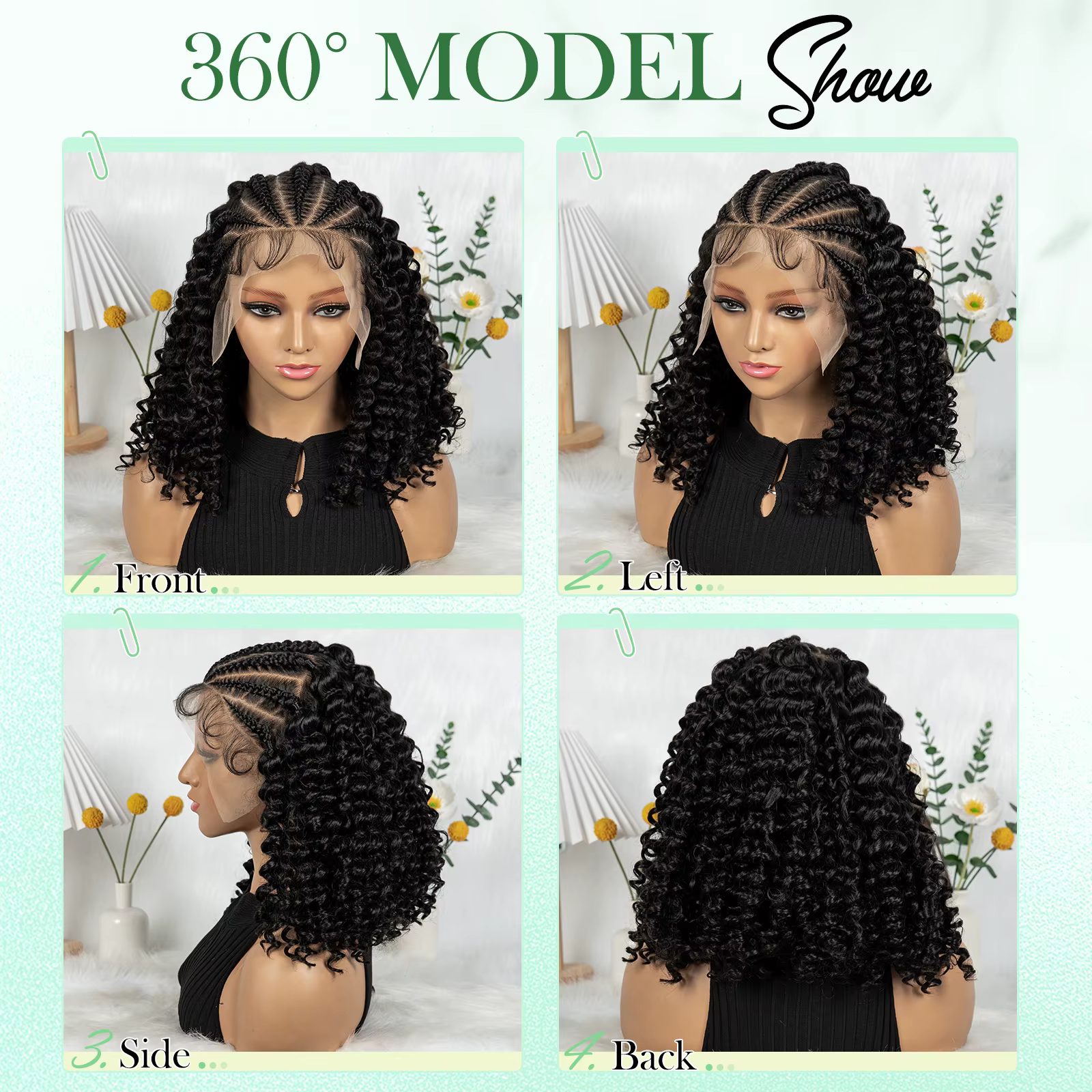 KIMA nouveau Style perruque tressée avec vague d'eau 13x6 dentelle Cornrow