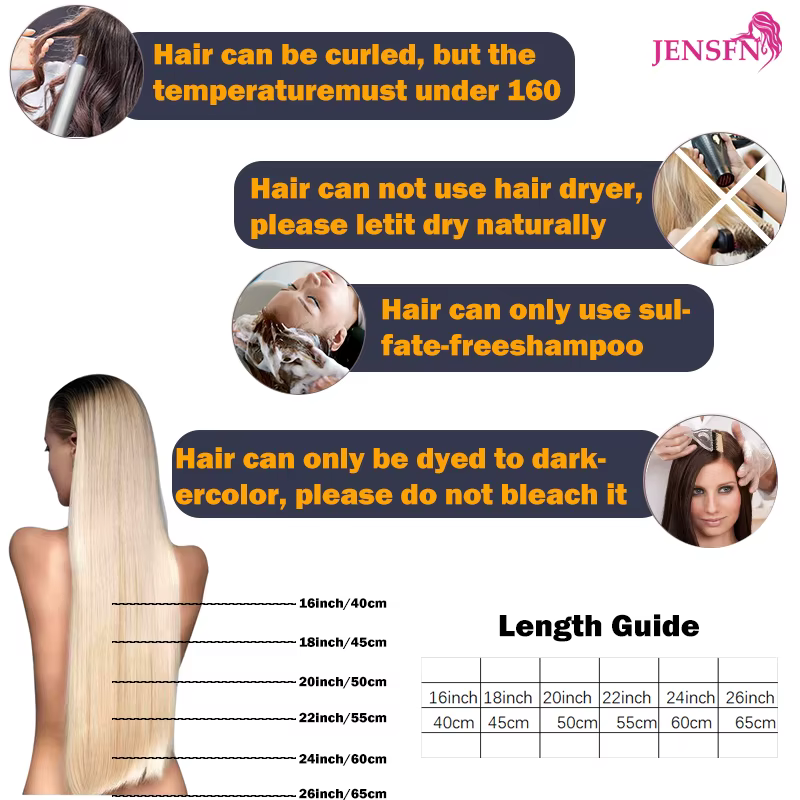 Extensions de cheveux humains à pointe plate JENSFN