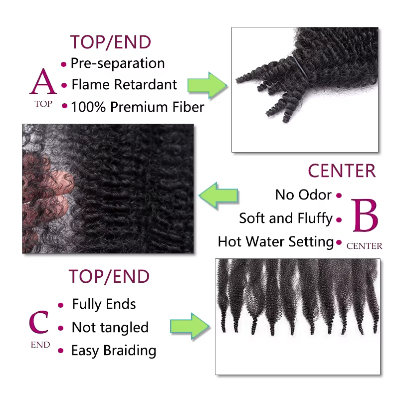 Afro printemps torsion Crochet cheveux pré-séparés Marley tresses Extensions