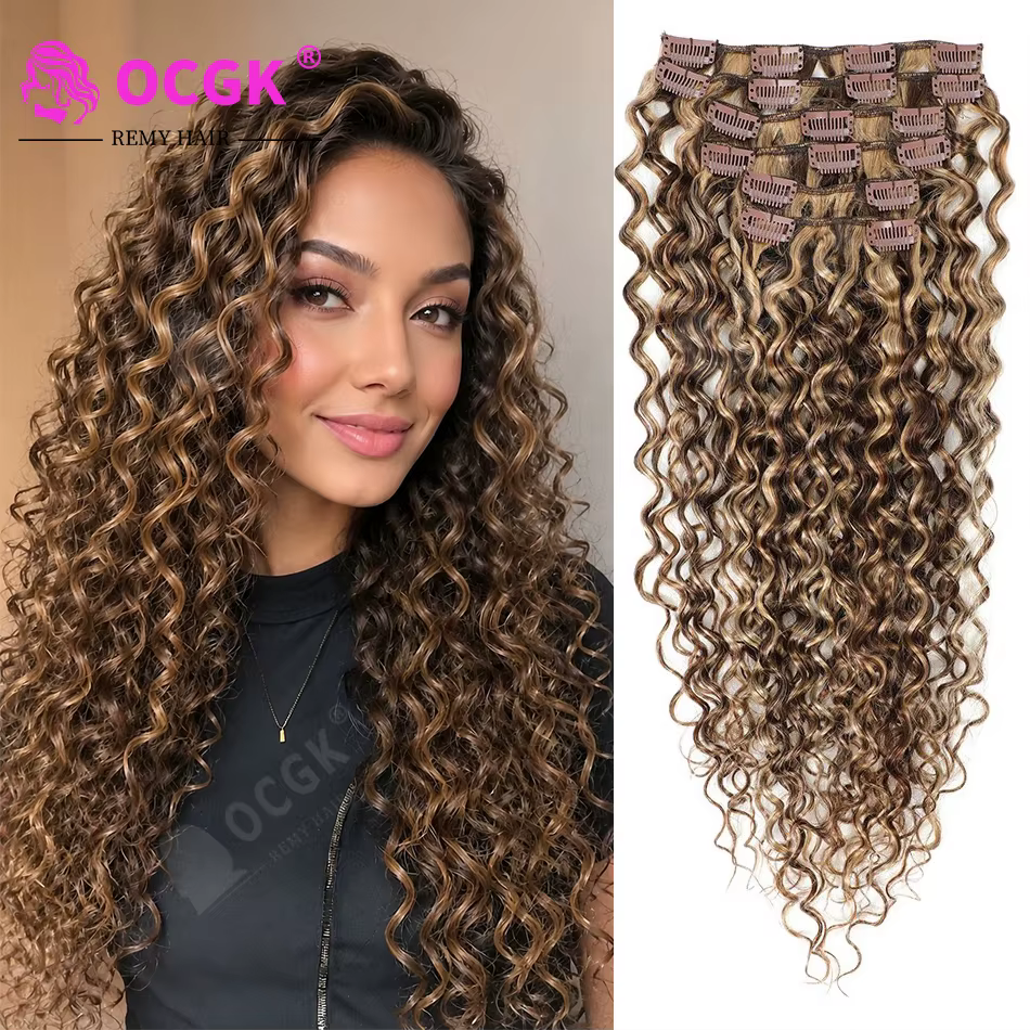 OCGK vague d'eau pince dans les Extensions de cheveux