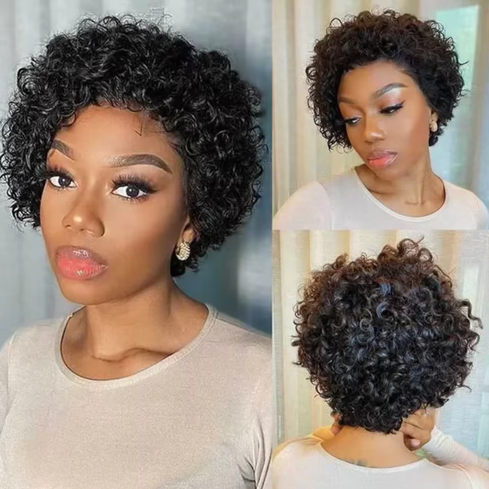 Perruque Pixie Cut en dentelle transparente