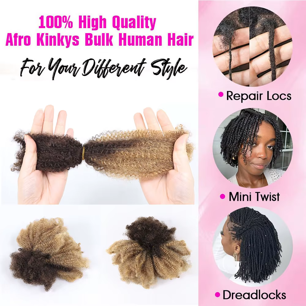 Extensions de cheveux humains Afro crépus bouclés en vrac